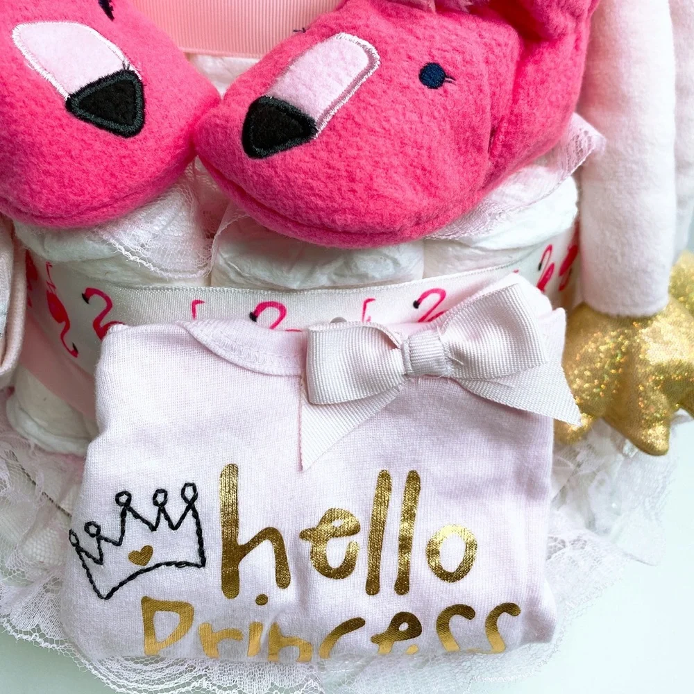Flamingo Diaper Cake, Pink Flamingo Theme